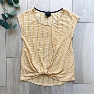 W5 Cap Sleeve Blouse Textured Print Front Twist